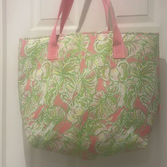Lilly Pulitzer beach bag cooler with handles tropical print lime green and pink - Picture 1 of 10